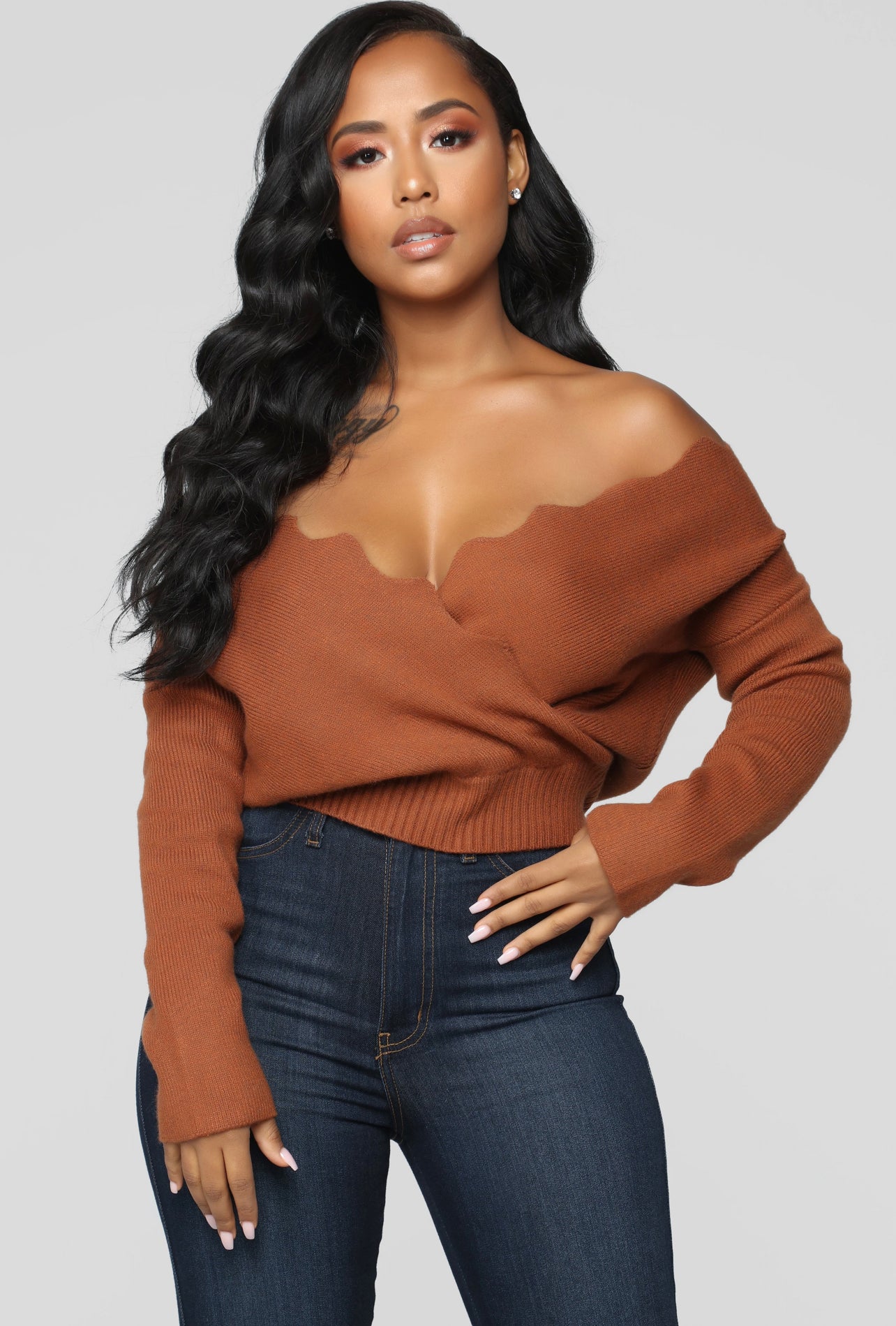 Cognac Sweater Top