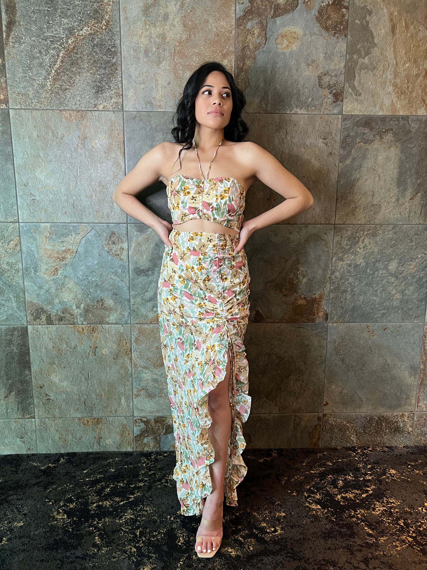 Spring Brown Skirt Set
