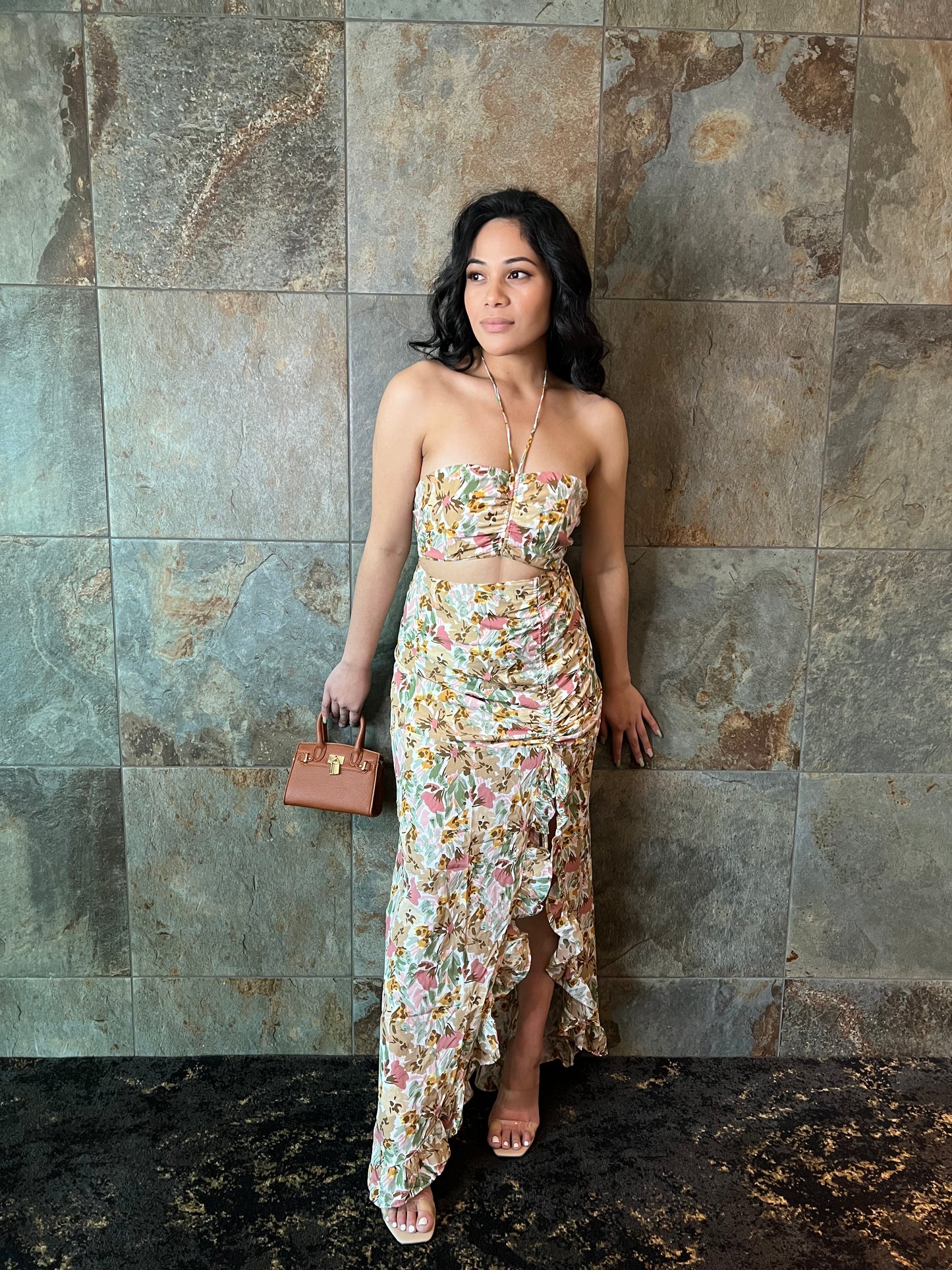 Spring Brown Skirt Set