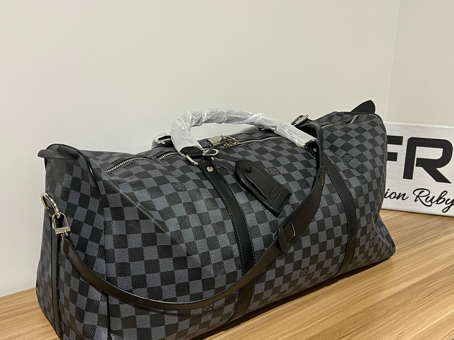 Black Grid Travel Bag