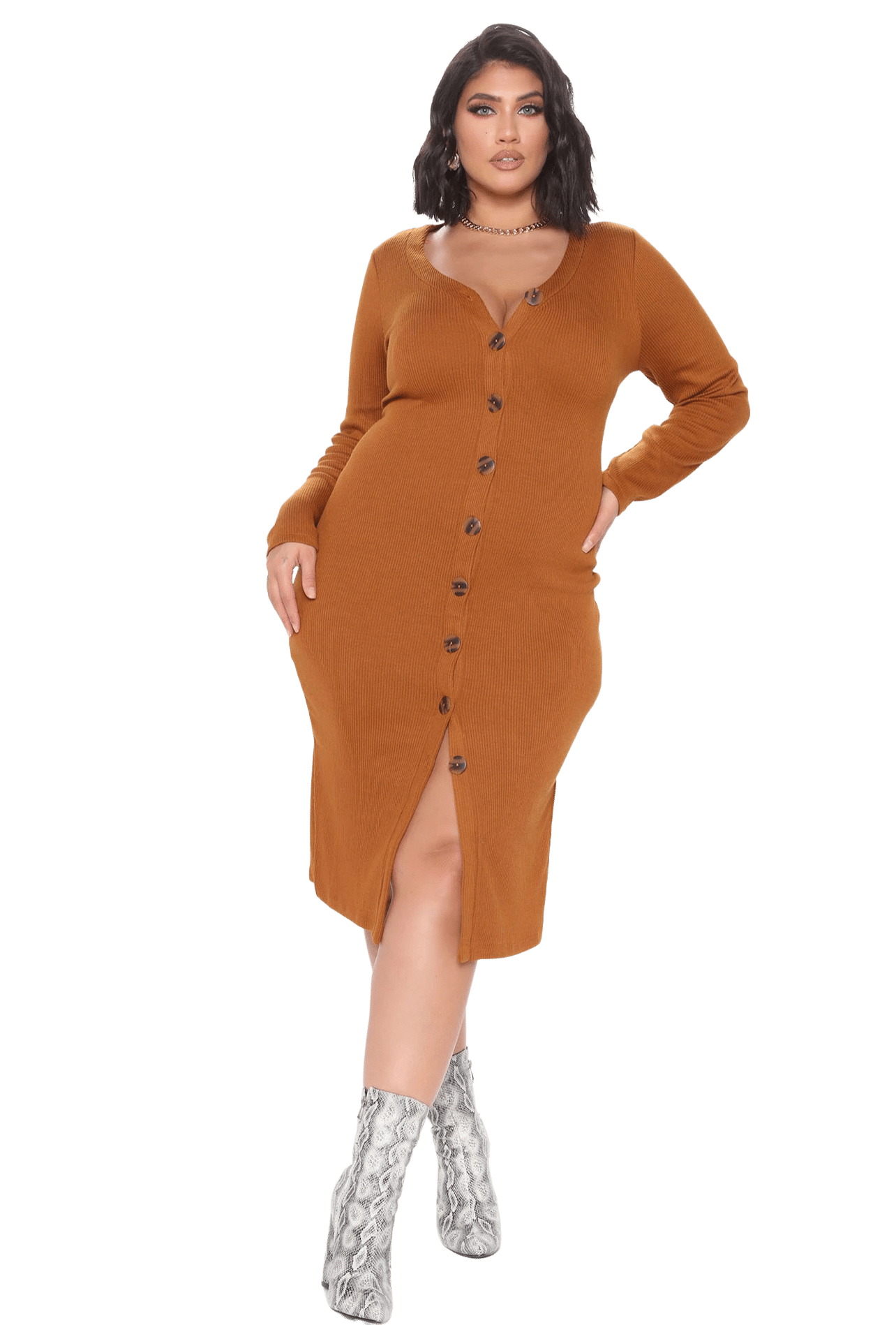 Button Sweater Dress