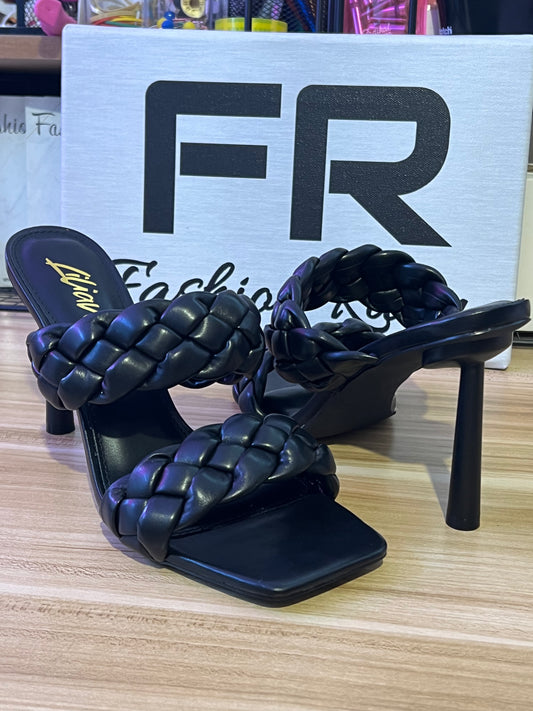 Black Braided Strap Heels